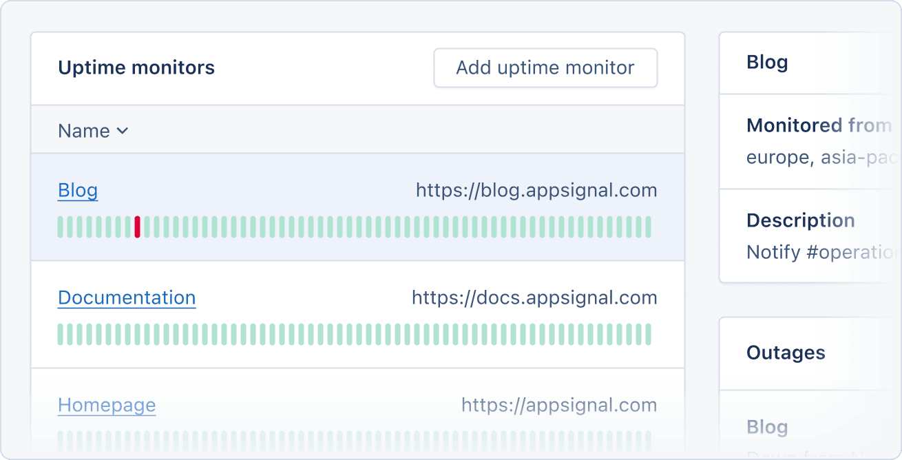 AppSignal uptime monitoring.
